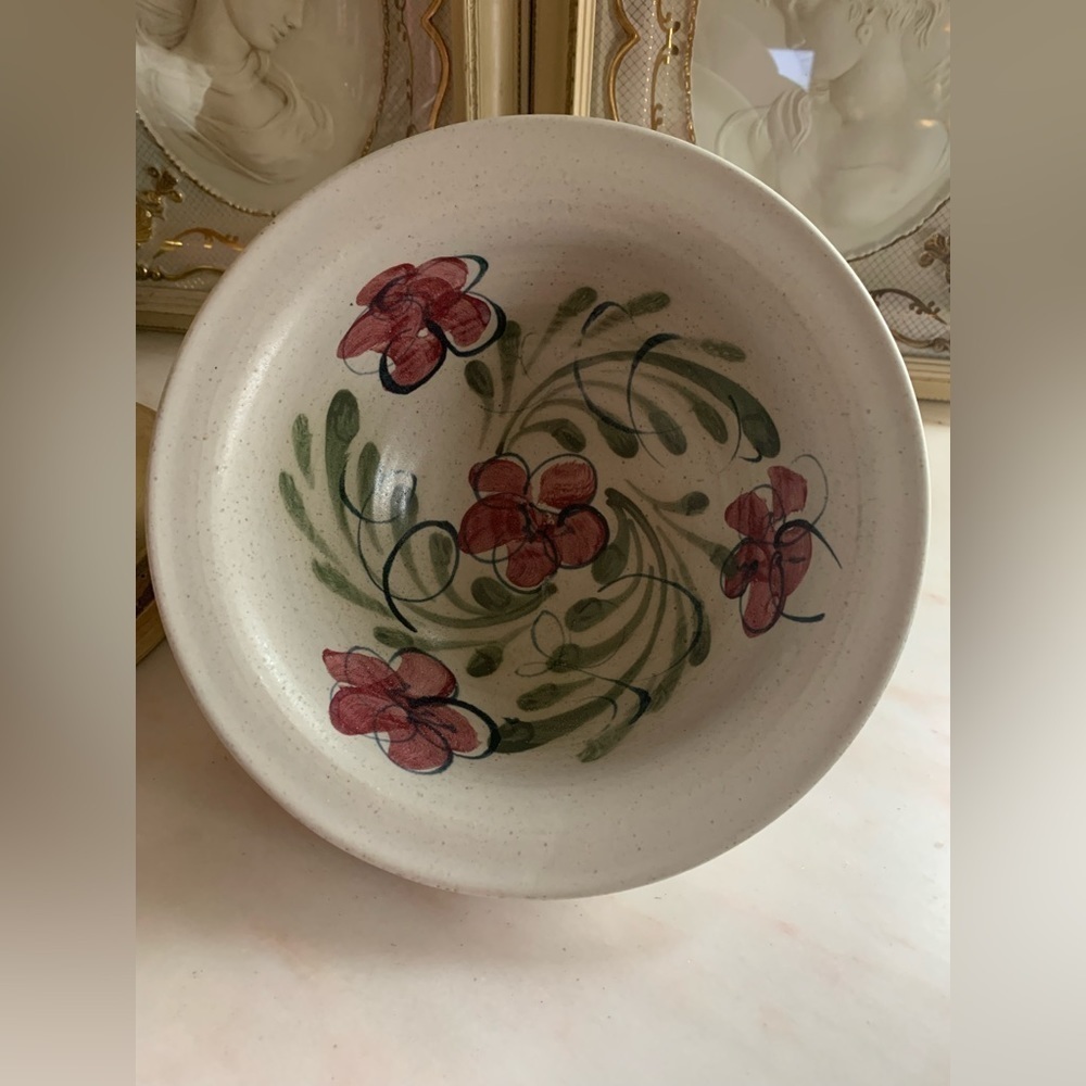 Vintage Ceramic Pottery Hand Painted & Signed Bowl